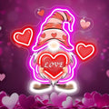Valentine Gnomes Neon Sign Dimmable Valentines Day Led Lights Pink Gnome Holding Red Heart Light Up Sign Valentine'S Day Decorations for Home Office by hhuohuona