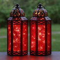 Vela Lanterns Decorative Indoor Red Fairy Light Candle Holder, M, 2-Pack by VelaCandleLanterns