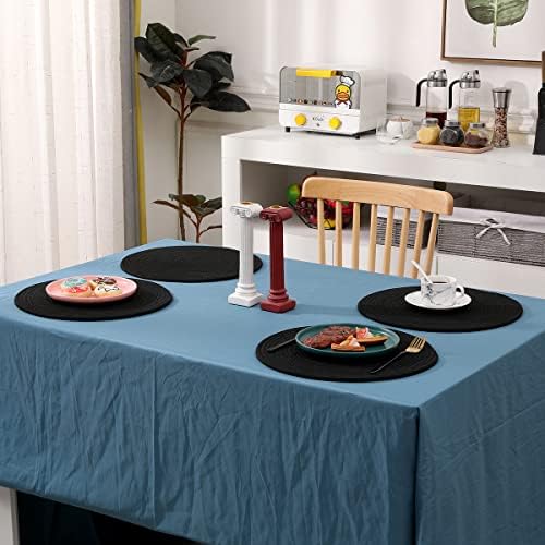 Set of 6 Round Woven Placemats,13.8 inch Cotton Plate Chargers Black Thick Tablemats Braided Tablemats for Dining Rattan Mats Weave Placemats for Table Decoration - Image 7