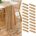 20 Pack Beige Cheesecloth Table Runner 17x108 Inch Boho Wrinkled Sheer Gauze Cheese Cloth Table Runner Bulk Decor for Wedding, Bridal Shower, Birthday Party by Dspoot