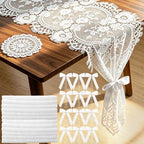 12 Pcs White Lace Table Runner,14x120Inch Vintage Wedding Home Decor Runner by ChromLives