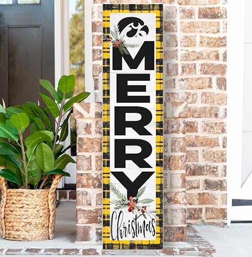 KH Sports Fan Iowa Hawkeyes Holiday Porch Leaner, 11x46 Inches, Hawkeyes Outdoor Christmas Sign; Display Some Holiday Cheer with This Iowa Hawkeyes Christmas Sign - Image 2