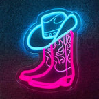Cowgirl Boot Neon Sign, Led Cowboy Hat Neon Lights Sign for Wall Decor, Western Wall Art Cowboy Neon Sign for Game Room, Bedroom, Bar, Man Cave - Gifts for Rodeo Enthusiast, Birthday, Christmas - Image 2