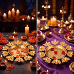 LemonRoad 2 Pack 13 Inch Decorative Urli Bowls for Diwali Diya Lotus Decor - Image 4