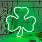 Shamrock Neon Sign, St. Patrick's Day Decorations with USB/Battery Powered, LED Clover Lucky Green Neon Lights for Man Cave Bar Pub Home Party Room Wall Decor (Clover, 2 Clover) by InnovTools