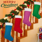Traditional Christmas Stockings for Family Holiday Decorations and Xmas Tree Fireplace (6, Navy Blue-Grain-Large) - Image 5