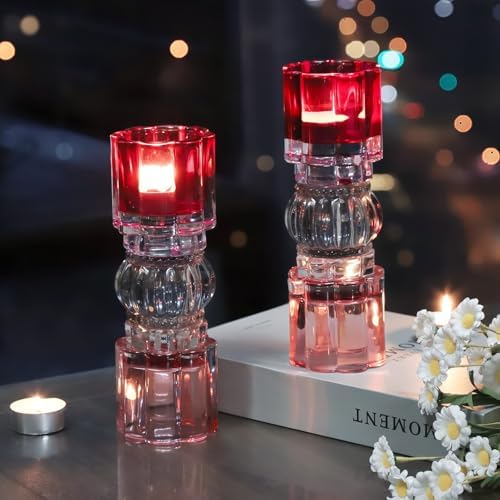 VOHO Reversible Candle Holder Set of 2, Tall Candle Holder Shades of Pink - Image 7