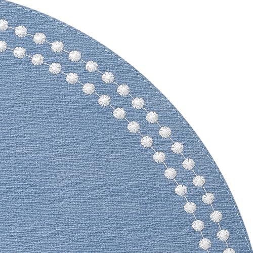 Bodrum Pearls Round Embroidered Placemats Set of 4 – 15" Elegant Table Mats for Dining, Weddings & Special Occasions, Decorative, Wipe-Clean Vinyl Placemats, Iceberg/White - Image 2