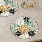 Lightnpro Flower Beaded Placemats Round, Rustic Farmhouse Hand Beaded Floral Placemats to Decorate Christmas Xmas Wedding Family Party Thanksgiving Dinner Table Décor - 13 Inch - Brown Combo - Image 4