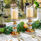 Hurricane Candle Holder, 15.9" Tall Metal Candle Stand, Glass Pillar Holder - Image 3