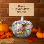 Tanlade 12 Pcs Glass Pumpkin Candy Jar Thanksgiving Candy Bowl Jars with Lids Pumpkin Container with Cover Transparent Target Glass Dish for Thanksgiving Home Party Wedding Decoration - Image 3