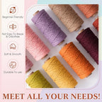 Timgle 10 Rolls Macrame Cord 3 mm X 875 Yards, Sunset Macaron Colors - Image 4