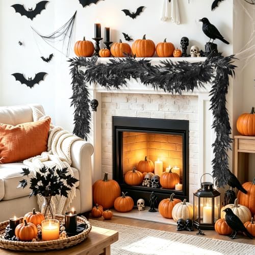 RECUTMS Black Artificial Plants Bamboo Garland Halloween Hanging Vine Decor - Image 6
