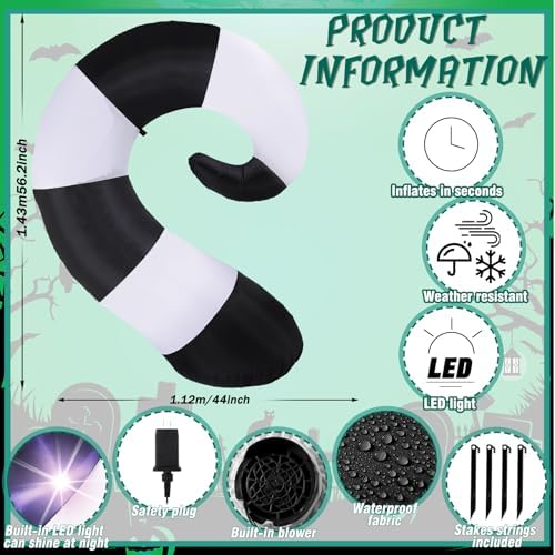 VIHOSE 4.69 ft Halloween Worm Inflatable with LED Lights - Image 4
