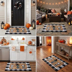 Halloween Door Mat Set, Coir Front Doormat & 43*28 Inches Buffalo Plaid Rug - Image 4