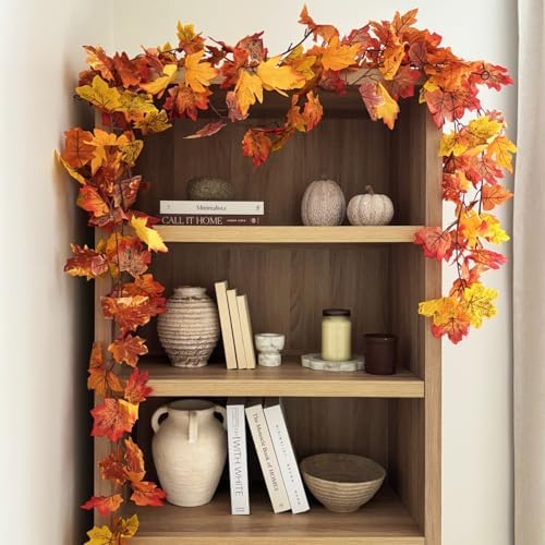 CQURE 36 Pack Fall Leaf Garland, Total212.4Ft Artificial Fall Vines Autumn Garland Fall Maple Leaves Thanksgiving Decor for Home Wedding Fireplace Party - Image 3