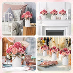 Domensi 6 Sets Wedding Centerpiece for Table Decoration Dusty Pink Artificial Fake Rose Flower with Metal Vase Faux Silk Rose Bouquet Floral Arrangement for Bridal Shower Home Dining - Image 6