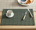 ZeeMart Linen Checked Farmhouse Placemats Set of 6, Army Green 13x19in by ZEEMARTONLINE