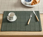 ZeeMart Linen Checked Farmhouse Placemats Set of 6, Army Green 13x19in by ZEEMARTONLINE