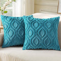 decorUhome Faux Fur Plush Soft Teal Throw Pillow Covers 26x26 Set of 2 by decorUhome