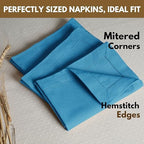 Native Fab Cloth Napkins Set of 12, 18x18 inch, Hemstitched Edges with Mitered Corners, Soft, Absorbent, Reusable Cotton Napkins for Celebrations, Events, Lunch, Dinner - Turquoise Blue - Image 2