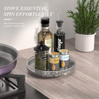 AHM10-Inch Gray Marble Lazy Susan with Silver Iron Frame - Image 4