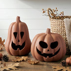 Tioncy Halloween Decor Terracotta Jack O Lantern Pumpkin Decor,Brown - Image 5