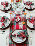 Solino Home 100% Linen Table Runner Red, Madras Holiday Plaid 14 x 132 in - Image 3