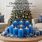 Homemory Blue Flameless LED Pillar Candles with Remote Timer, Set of 9 - Image 2