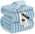 Bedsure Soft Full Size Fleece Blankets for Bed Light Blue 84"x90" by BEDSURE