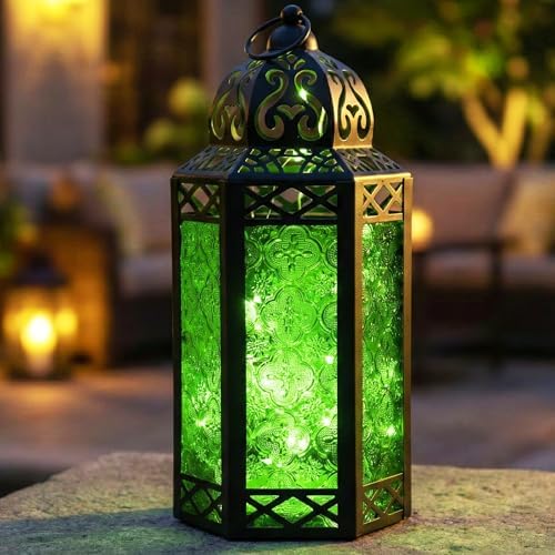 Vela Lanterns Decorative Indoor Fairy Light Candle Holder, Green, L by VelaCandleLanterns