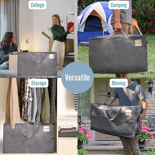 VENO 8 Pack Extra Large Heavy Duty Moving Bags with Wide Opening & Reinforced Handles, Reusable Storage Tote Bags with Strong Zippers for Clothes, College Dorm Essentials & Moving Supplies - Image 5