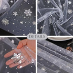 Snowkingdom 6 Pcs Christmas Snowflake Table Runners, 120 Inch Sheer Chiffon Gauze Cheesecloth, Silver Glitter Sequin Metallic Party Dining Table Decorations for Christmas Winter Holiday New Year - Image 3