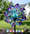 Peacock Wind Spinners Outdoor Kinetic Turquoise Green Garden Yard Art by VUFOZ