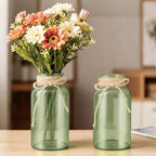 12 Pack Mason Jar Vases for Centerpieces, Green Glass Flower Vase - Image 3