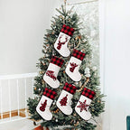 LUBOT Set of 4 Christmas Stocking(20inch) Silhouette Buffalo Red Plaid/Rustic/Farmhouse/Country Cotton Fireplace Hanging Xmas Stockings Decorations for Family Holiday Season Decor - Image 6