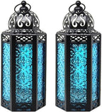Vela Lanterns Decorative Indoor Moroccan Candle Holder, Blue, M, 2-Pack by VelaCandleLanterns
