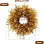 28'' Fall Wreaths for Front Door, Autumn Cypress Wreath with Reed Grass,Red Berries, Fall Door Wreath for Home Farmhouse Wall Window Decor for Thanksgiving, Halloween, Harvest Festival - Image 4