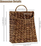 PINXIURY Water Hyacinth Hand Woven Basket, Wicker Hanging Wall Basket, Handmade Decor Storage Organizer for Entryway, Bathroom, Living Room, Farmhouse, Front Door, 8.7 x 4.7 x 11.4 inch, Coffee 2pack - Image 2
