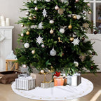 60inch Extra Large Christmas Tree Skirt White Luxury Velvet Plush Fur Skirts with Gold Embroidery Xmas Velvet Tree Skirt Holly Leaves Gold Embroidered Trees Skirts for Christmas Holiday Party Decor - Image 6