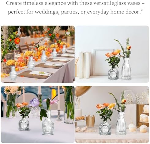 Glass Bud Vases Set of 16 - Assorted Small Mini Glass Vases for Flowers, Crystal Vintage Vase Set, Bulk Centerpieces for Table Décor, Wedding, Home and Events (Clear, 16 Pcs) - Image 2