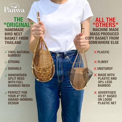 Handmade 100% Thai Bamboo Hanging Orchid Basket – 4 Inch Set of 3 - Image 4