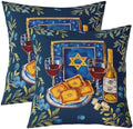 Erosebridal Happy Passover Throw Pillow Covers Festive Holiday Pillow Cases 24X24 Inch for Sofa Bed Couch,Matzo Seder Dining Pattern Decorative Cushion Covers Spiritual Gifts 2Pcs by Erosebridal
