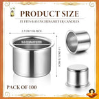 Sliner 100 Pack 0.87'' Silver Metal Candle Holders with Round Flat Base - Image 2