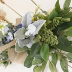 Artificial Eucalyptus Swag with Daisy Flower 25.6in Greenery Swag with Bow and Flocking Leaves Berries Farmhouse Decorative Swag for Home Wedding Wall Door Decor - Image 3