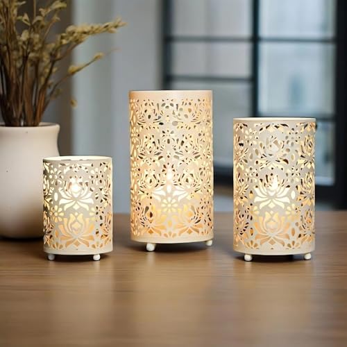3PCS Candlestick Candle Barrels Moroccan Style Retro Lanterns Projection Lights Hollowed-Out Decorations Home Ramadan Hanging Outdoor Indoor Courtyard Porch Festival Weddings - Image 5
