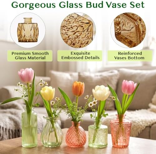 42 Pcs Vases Bulk Colored Glass Bud Vases Set, Assorted Vintage Bud Vases - Image 3