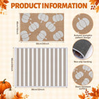 2Pcs Fall White Pumpkin Doormats Autumn Buffalo Plaid Striped Door Mats Set Outside Inside Entrance Porch Rugs Durable Scraping Wire Loop Crystal Velvet Floor Mat for Thanksgiving Decor 24x32 - Image 2