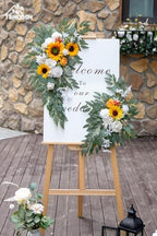 Wedding Arch Faux Flowers Set of 2 Greenery Garland for Wedding Decor Ceremony and Reception Backdrop Decoration (Sunflower) - Image 2