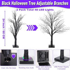 Halloween Decorations Indoor 2 Pack 24 Inch Black Spooky Tree with 48 Purple Led Lights, Timer/USB/Battery Operated Lighted Tabletop Tree Halloween Table Decor for Home Office Holiday Party - Image 3